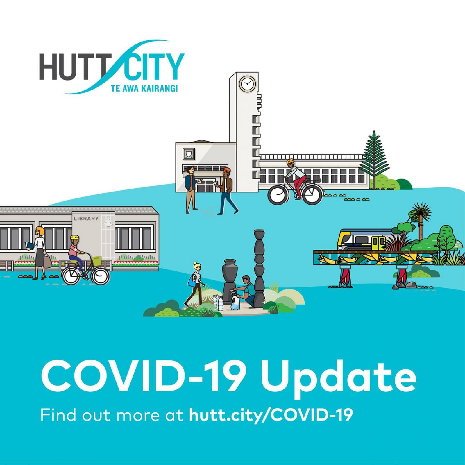 Hutt city council facilities depicted with white and blue background banner image