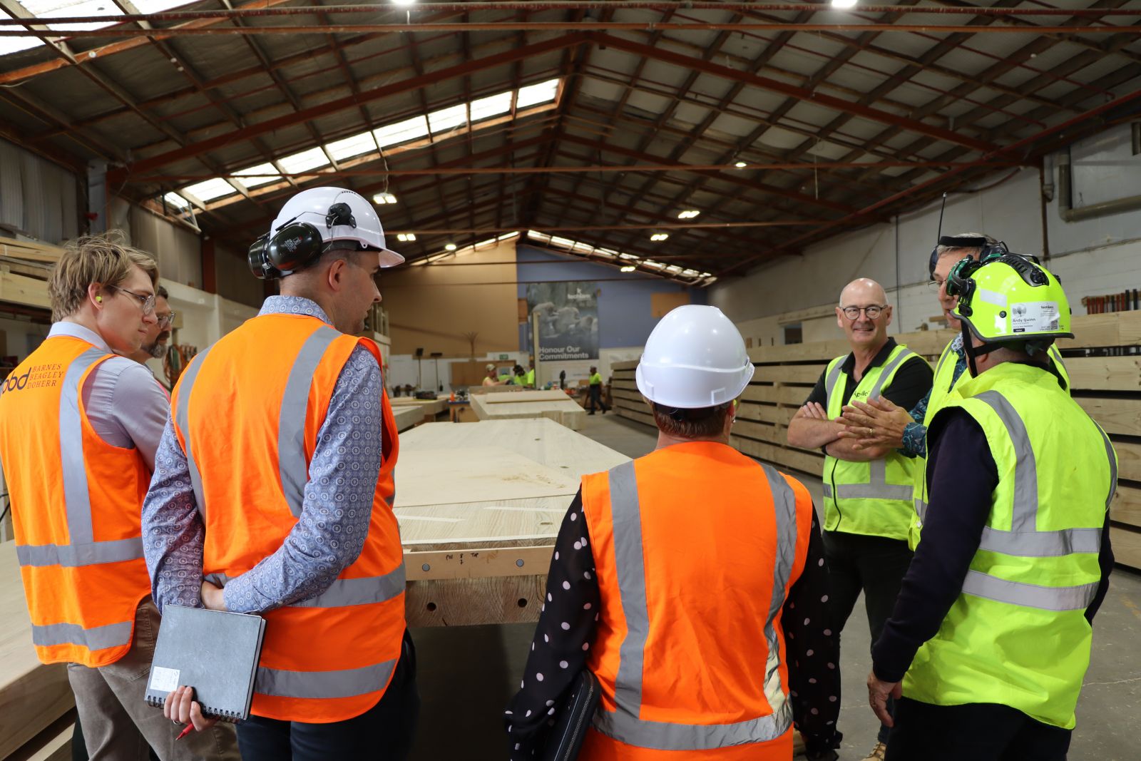 A photo of the Project Team at the Techlam factory in Levin. banner image