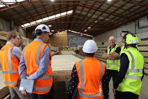 A photo of the Project Team at the Techlam factory in Levin.