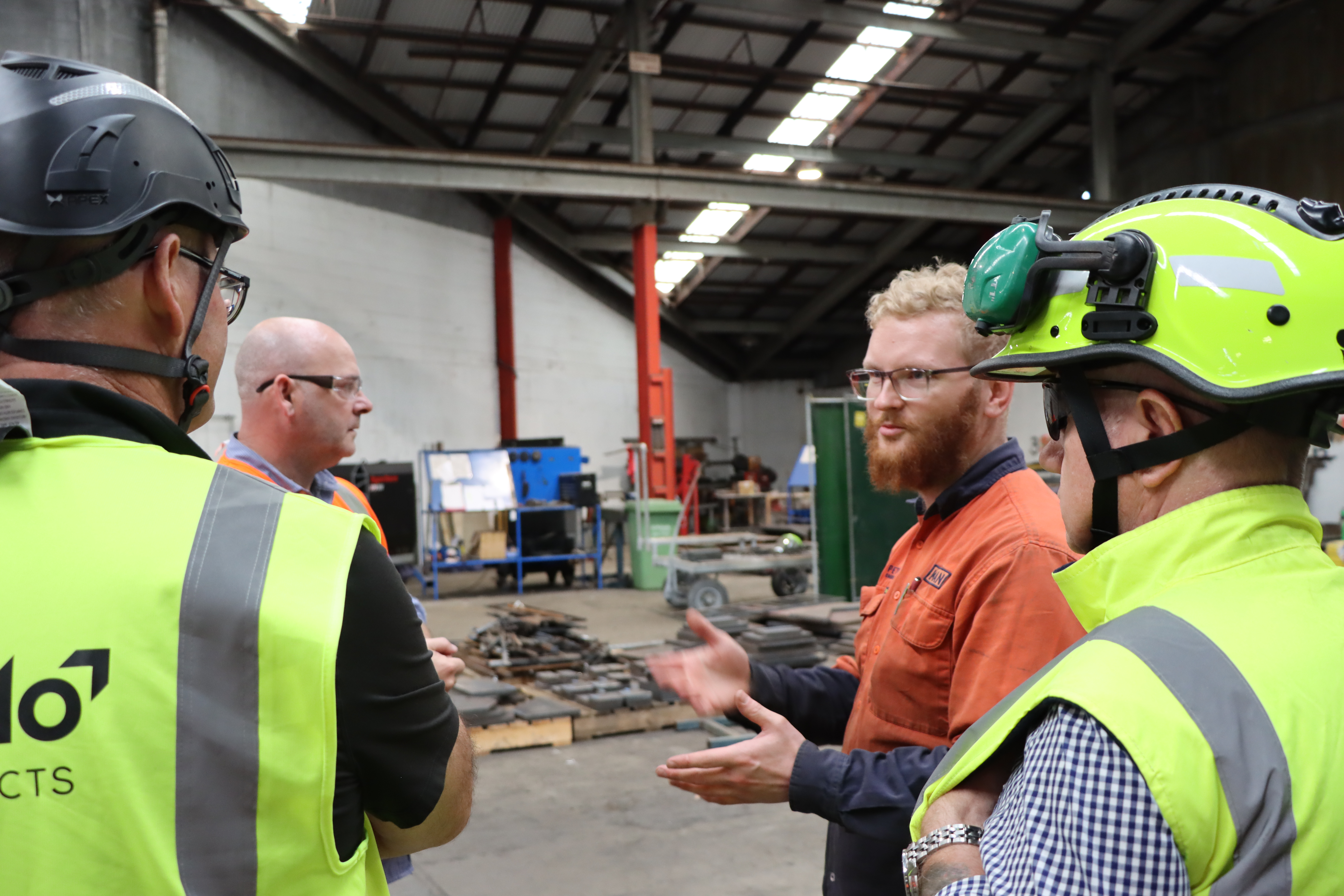 Will and Kieran from Petone Engineering showing the team the factory.