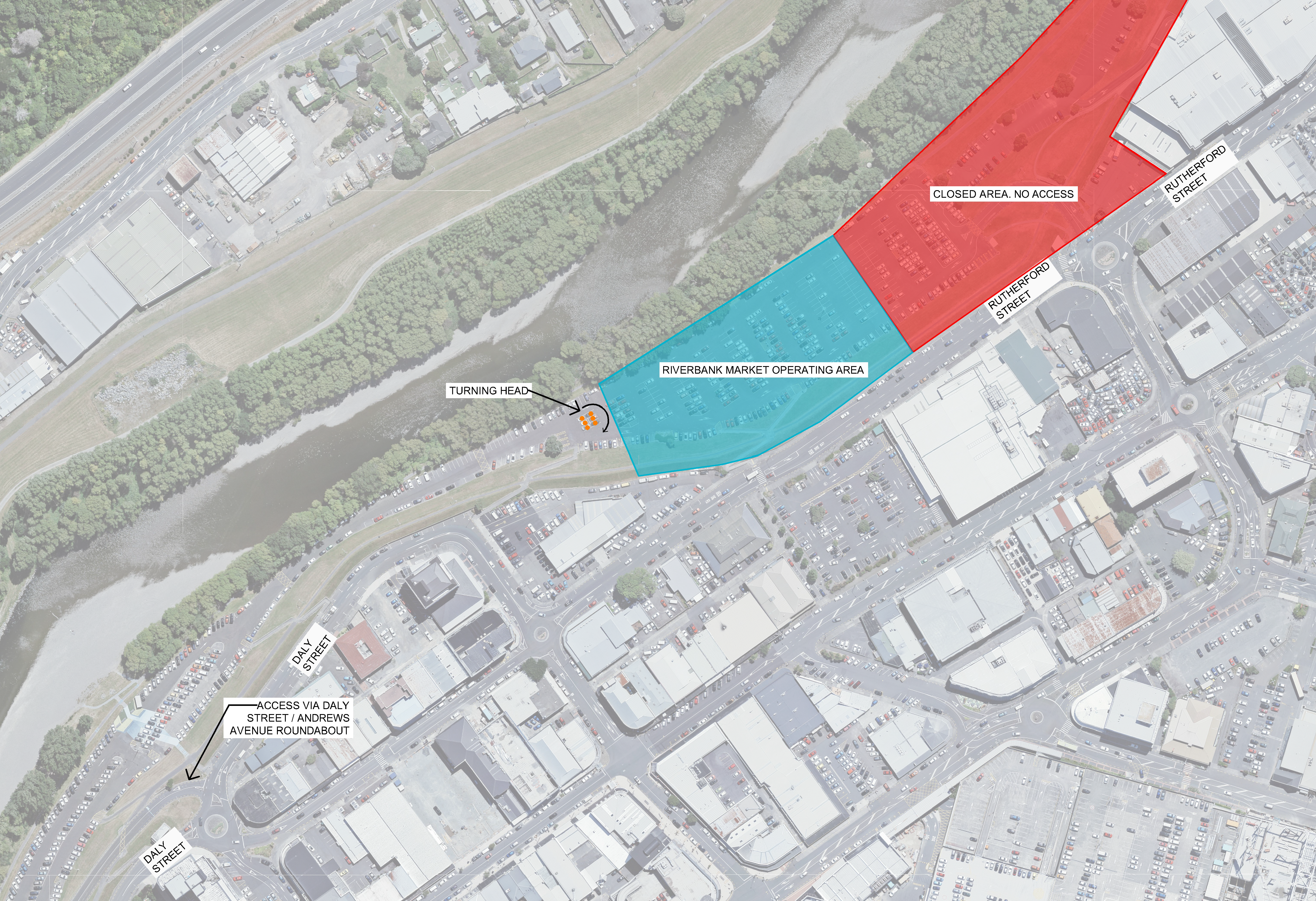 Riverbank Market - move south map