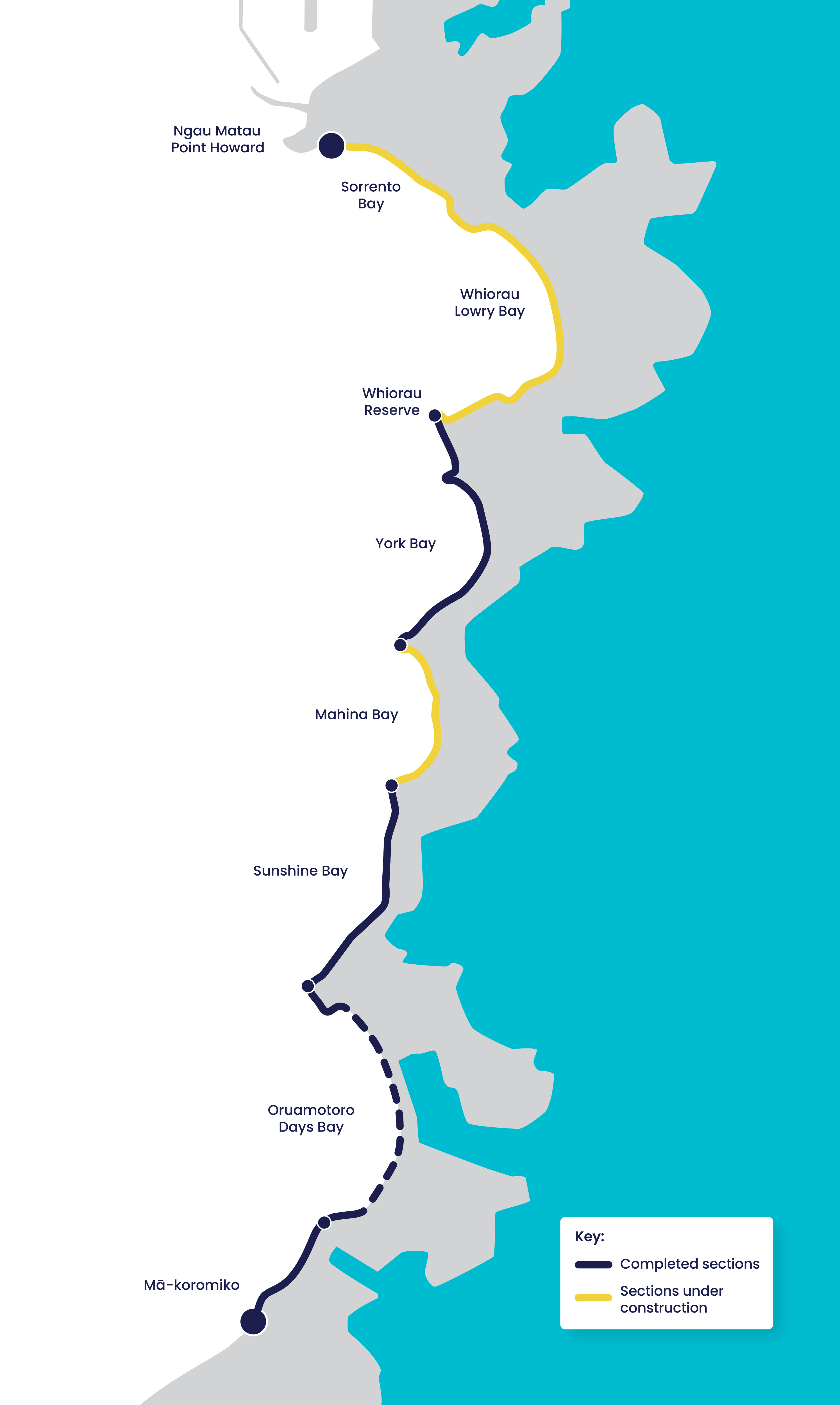 Maps of the Eastern Bays highlighting sections with construction