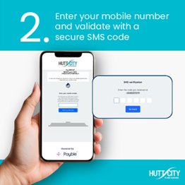 2. Enter your mobile number and validate with a secure SMS code