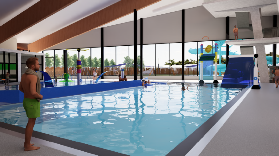 Inside pool with play area
