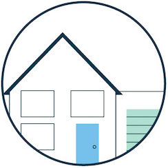 Illustration of a house representing home and community